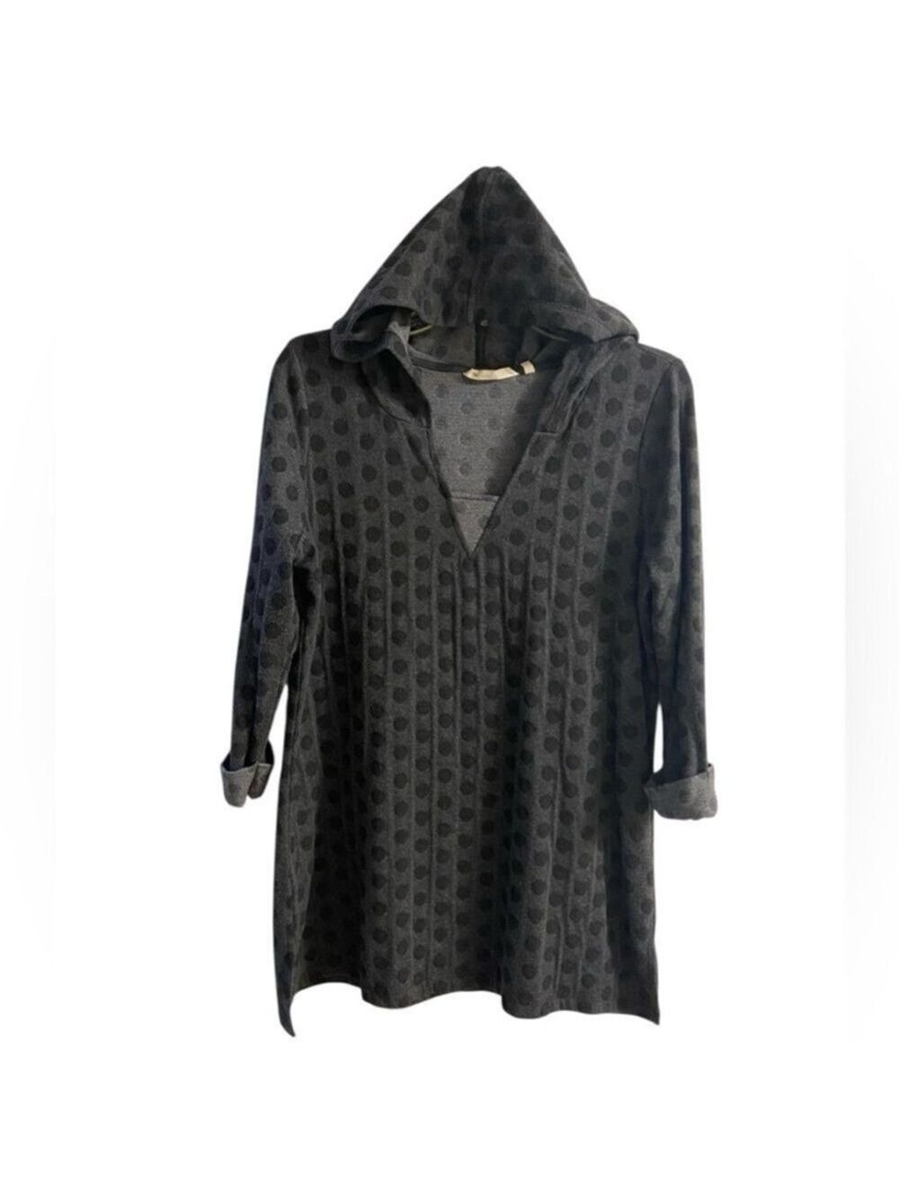 Soft Surroundings Charcoal Polka Dot Top medium
